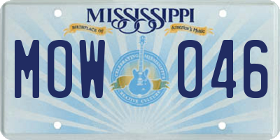 MS license plate MOW046