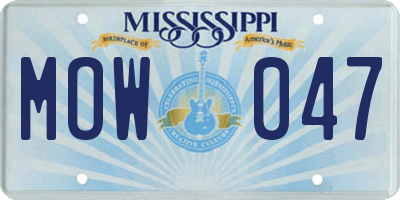 MS license plate MOW047
