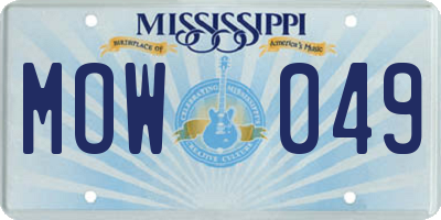 MS license plate MOW049