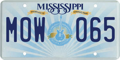 MS license plate MOW065