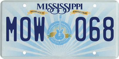 MS license plate MOW068
