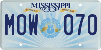 MS license plate MOW070