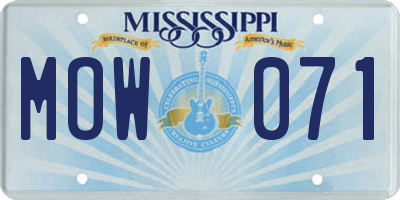 MS license plate MOW071
