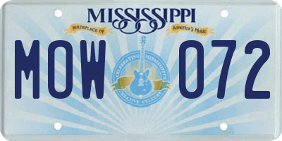 MS license plate MOW072