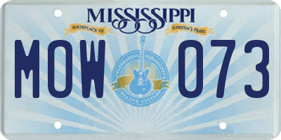 MS license plate MOW073