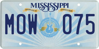 MS license plate MOW075