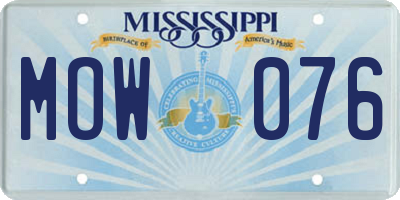 MS license plate MOW076