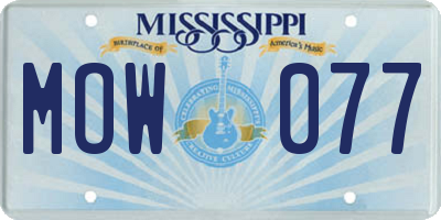 MS license plate MOW077