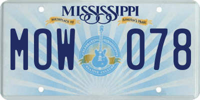 MS license plate MOW078