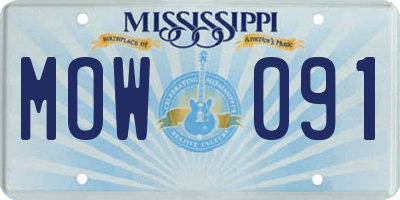 MS license plate MOW091