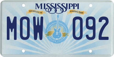 MS license plate MOW092