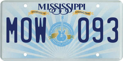MS license plate MOW093