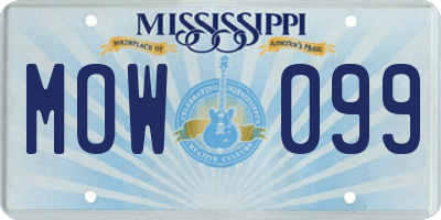MS license plate MOW099