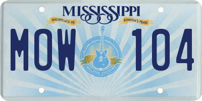 MS license plate MOW104