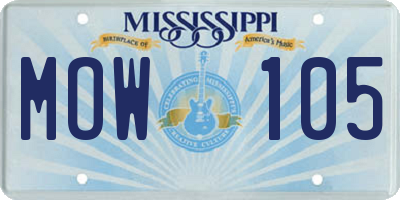 MS license plate MOW105