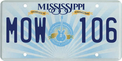 MS license plate MOW106