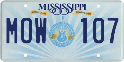 MS license plate MOW107