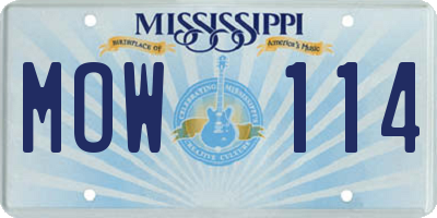 MS license plate MOW114