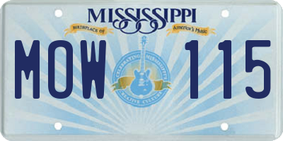 MS license plate MOW115