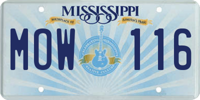 MS license plate MOW116