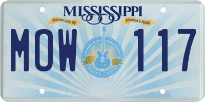 MS license plate MOW117