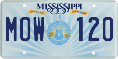 MS license plate MOW120