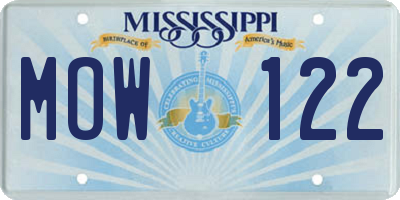 MS license plate MOW122