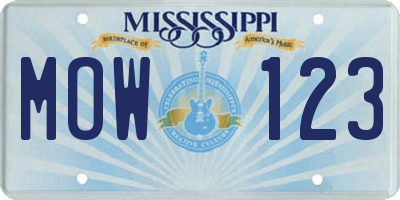 MS license plate MOW123