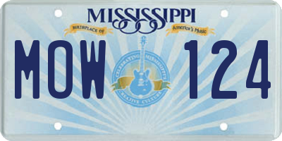 MS license plate MOW124
