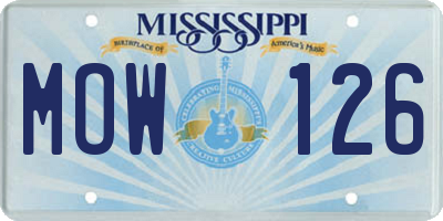 MS license plate MOW126