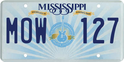 MS license plate MOW127