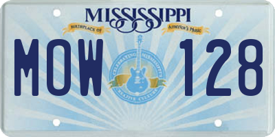 MS license plate MOW128