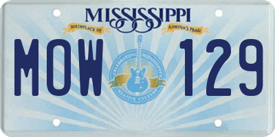 MS license plate MOW129