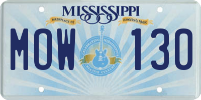 MS license plate MOW130