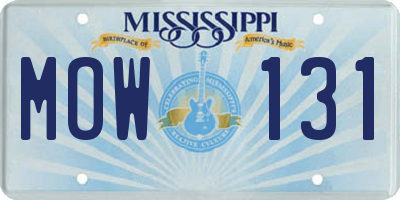 MS license plate MOW131