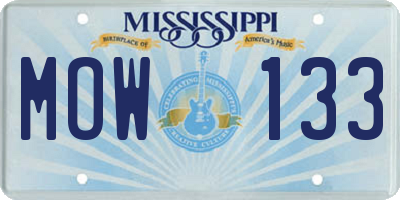 MS license plate MOW133