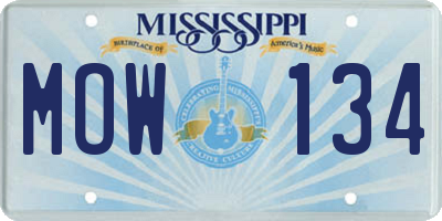 MS license plate MOW134