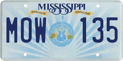 MS license plate MOW135