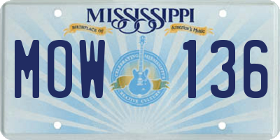 MS license plate MOW136