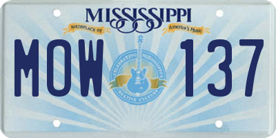 MS license plate MOW137