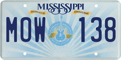 MS license plate MOW138