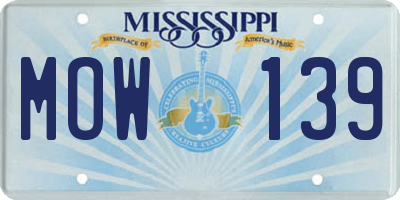 MS license plate MOW139
