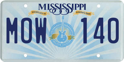 MS license plate MOW140