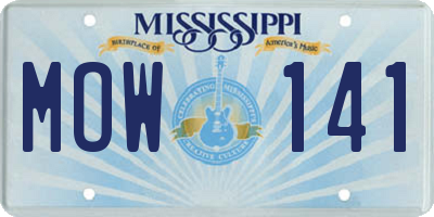 MS license plate MOW141