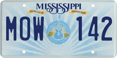 MS license plate MOW142