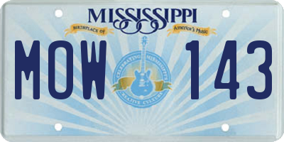 MS license plate MOW143