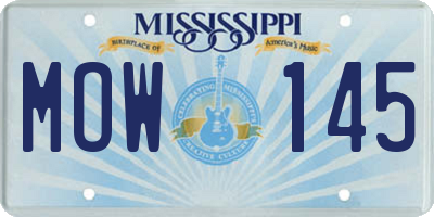 MS license plate MOW145