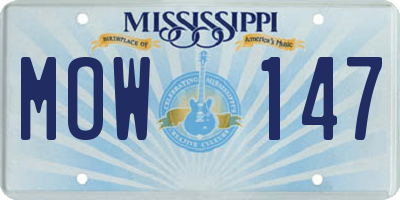 MS license plate MOW147