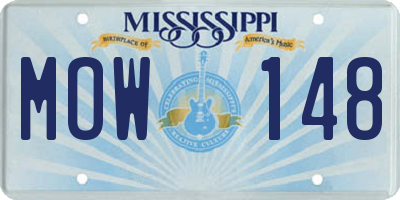 MS license plate MOW148