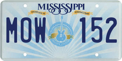 MS license plate MOW152